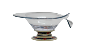 Glass bowl / platter on ceramic foot (A328 D10)