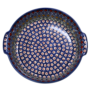 Round ceramic platter with handles (A525 D1)