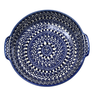 Round ceramic platter with handles (A525 D25) 