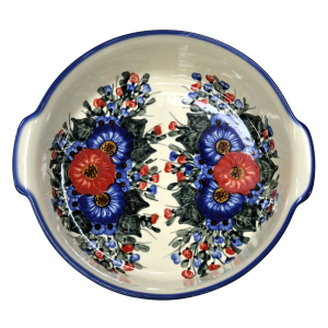 Round ceramic platter with handles (A525 D12)   