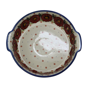 Round ceramic platter with handles (A525 D101)    