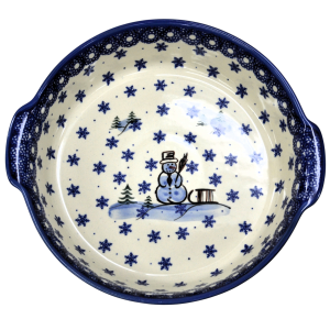 Round ceramic platter with handles (A525 D33)       