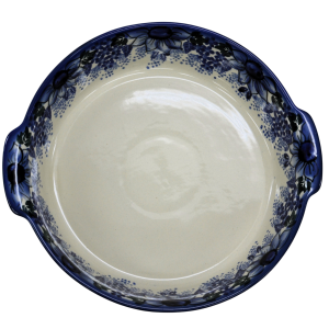 Round ceramic platter with handles (A525 D119)            