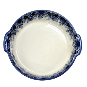 Round ceramic platter with handles (A525 D118)             