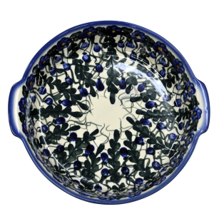 Round ceramic platter with handles (A525 D31)             