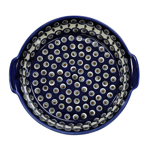 Round ceramic platter with handles (A525 D43)       