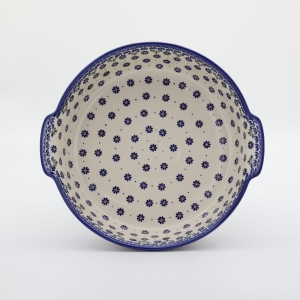 Round ceramic platter with handles (A525 D53)    