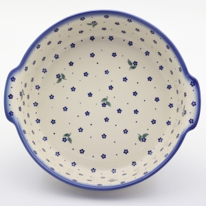 Round ceramic platter with handles (A525 D122)
