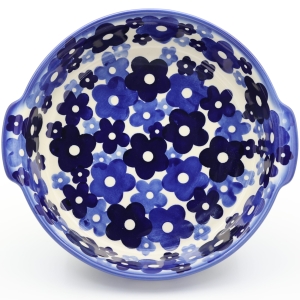 Round ceramic platter with handles (A525 D126) 