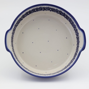 Round ceramic platter with handles (A525 D51)   