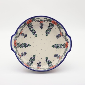Round ceramic platter with handles (A525 D56)