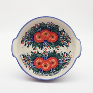 Round ceramic platter with handles (A525 D28)  