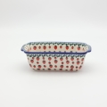 Ceramic bread baking dish with handles II A181 D139 – hand-painted Bolesławiec pottery, ideal for baking bread, durable and decorative.