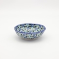Flower bowl II A267 D134 – hand-painted Bolesławiec pottery in a decorative flower shape with a traditional blue pattern, perfect for desserts, fruits, and snacks.