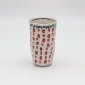 Travel mug with silicone A281 D139 – hand-painted Bolesławiec pottery, practical and stylish for on-the-go use.