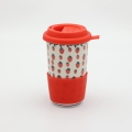 Travel mug with silicone A281 D139 – hand-painted Bolesławiec pottery, practical and stylish for on-the-go use.