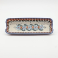 Corn tray A407 D91 – hand-painted Bolesławiec pottery in a traditional pattern, perfect for serving corn, snacks, and side dishes.