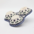 Triple serving tray A365 D6 – hand-painted Bolesławiec pottery, perfect for serving snacks, cheeses, and appetizers.