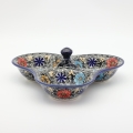 Triple serving tray A365 D66 – hand-painted Bolesławiec pottery, perfect for serving snacks, cheeses, and appetizers.