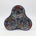 Triple serving tray A365 D66 – hand-painted Bolesławiec pottery, perfect for serving snacks, cheeses, and appetizers.