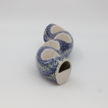 Ceramic Bolesławiec candle holder A750 D75 with classic traditional patterns.
