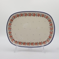 Large ceramic ROGAŚ platter A173, hand-painted, perfect for serving meats, cold cuts, and appetizers.