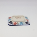 Hand-painted square sushi plate from Bolesławiec pottery.