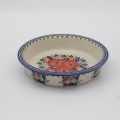 Round ceramic baking dish from Boleslawiec, authentic Polish pottery, hand painted stoneware cookware, handmade artisan ceramic dish for oven, microwave and dishwasher.