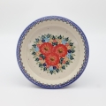 Okrągłe ceramiczne naczynie do zapiekania z Bolesławca, ręcznie zdobiona ceramika bolesławiecka, polskie rękodzieło artystyczne do piekarnika, mikrofalówki i zmywarki.