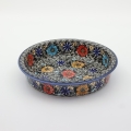 Round ceramic baking dish from Boleslawiec, authentic Polish pottery, hand painted stoneware cookware, handmade artisan ceramic dish for oven, microwave and dishwasher.