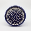 Okrągłe ceramiczne naczynie do zapiekania z Bolesławca, ręcznie zdobiona ceramika bolesławiecka, polskie rękodzieło artystyczne do piekarnika, mikrofalówki i zmywarki.