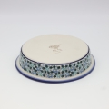 Okrągłe ceramiczne naczynie do zapiekania z Bolesławca, ręcznie zdobiona ceramika bolesławiecka, polskie rękodzieło artystyczne do piekarnika, mikrofalówki i zmywarki.