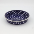 Round ceramic baking dish from Boleslawiec, authentic Polish pottery, hand painted stoneware cookware, handmade artisan ceramic dish for oven, microwave and dishwasher.