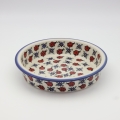 Round ceramic baking dish from Boleslawiec, authentic Polish pottery, hand painted stoneware cookware, handmade artisan ceramic dish for oven, microwave and dishwasher.