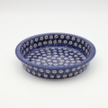 Round ceramic baking dish from Boleslawiec, authentic Polish pottery, hand painted stoneware cookware, handmade artisan ceramic dish for oven, microwave and dishwasher.