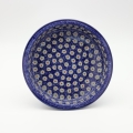 Round ceramic baking dish from Boleslawiec, authentic Polish pottery, hand painted stoneware cookware, handmade artisan ceramic dish for oven, microwave and dishwasher.