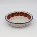Round ceramic baking dish from Boleslawiec, authentic Polish pottery, hand painted stoneware cookware, handmade artisan ceramic dish for oven, microwave and dishwasher.