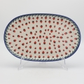 Boleslawiec ceramic platter 33 cm, large oval hand-painted Polish pottery platter.