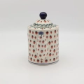 Hand-painted striped teapot made from traditional Bolesławiec pottery. A stylish and functional piece perfect for serving tea and decorating the kitchen.