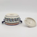 Hand-painted BUFET 1L ceramic tureen made from traditional Bolesławiec pottery. Perfect for serving soups, sauces, and hot dishes.
