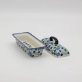 Hand-painted butter dish made from traditional Bolesławiec pottery. A practical and elegant container perfect for storing and serving butter.