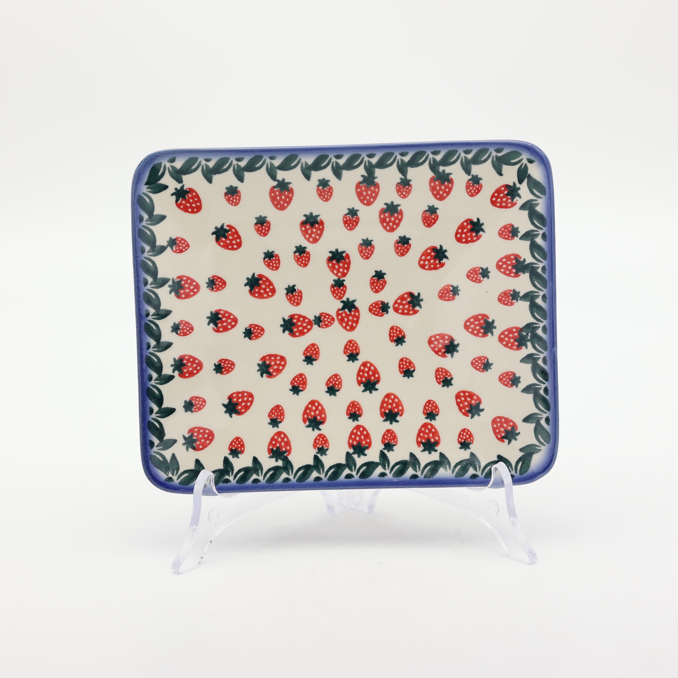 Rectangular hand-painted sushi plate from Bolesławiec pottery.
