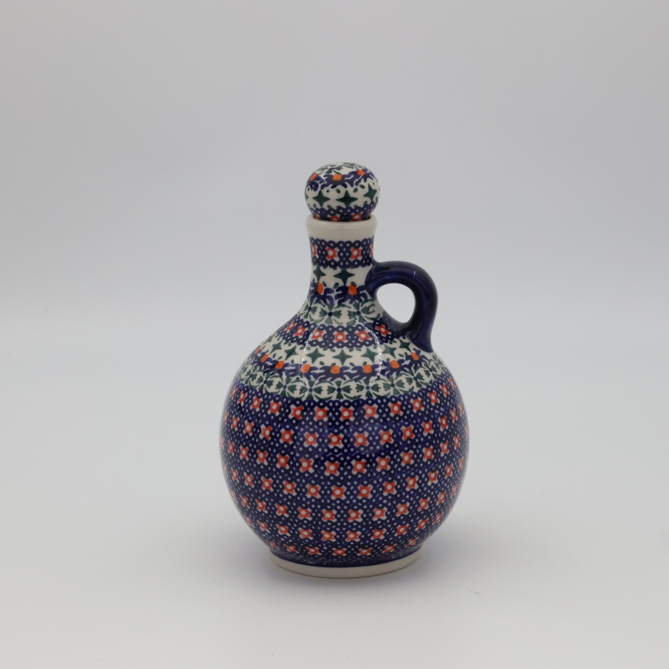 Hand-painted Bolesławiec ceramic round bottle – carafe.