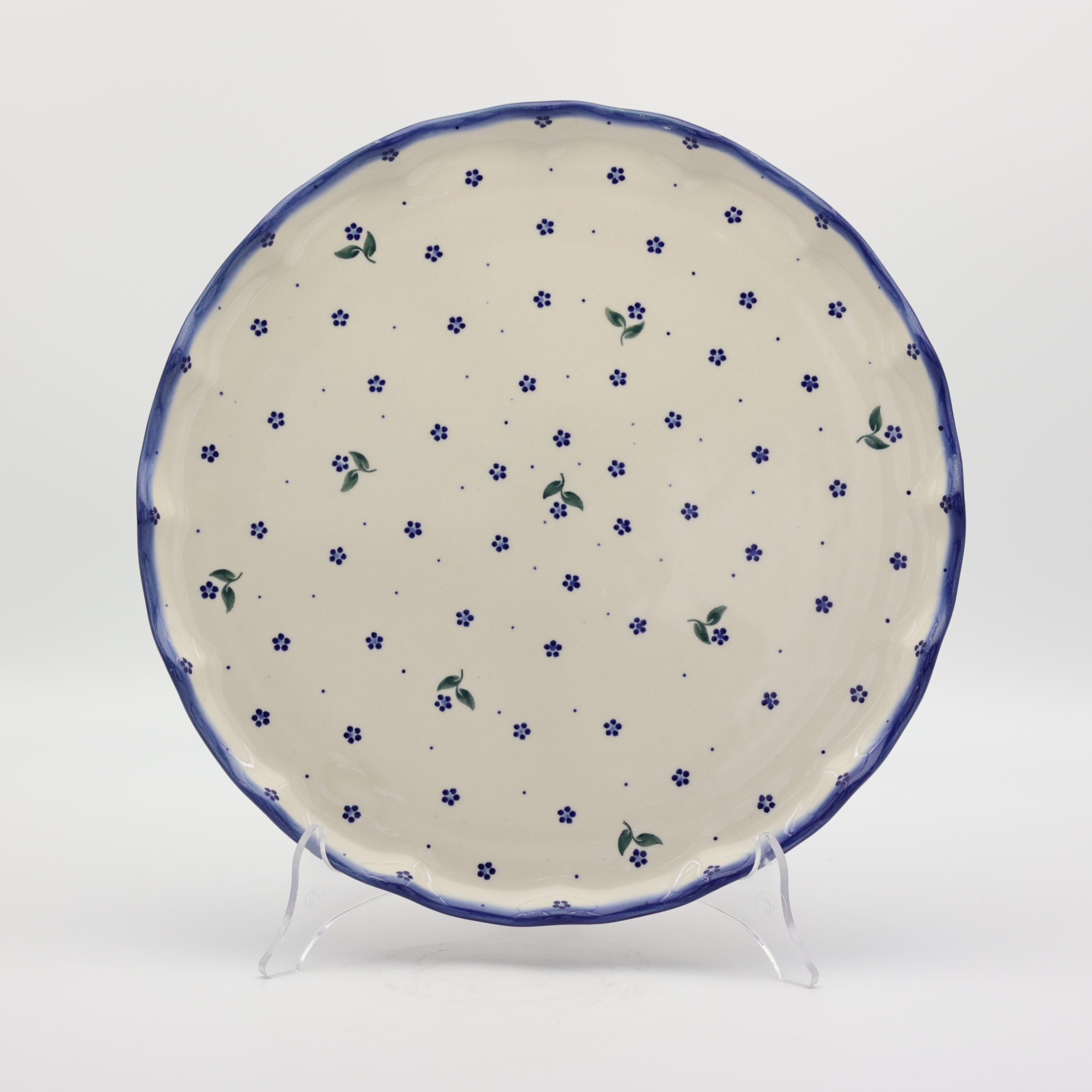 Boleslawiec ceramic platter FALA 32.5 cm, large hand-painted Polish pottery plate.