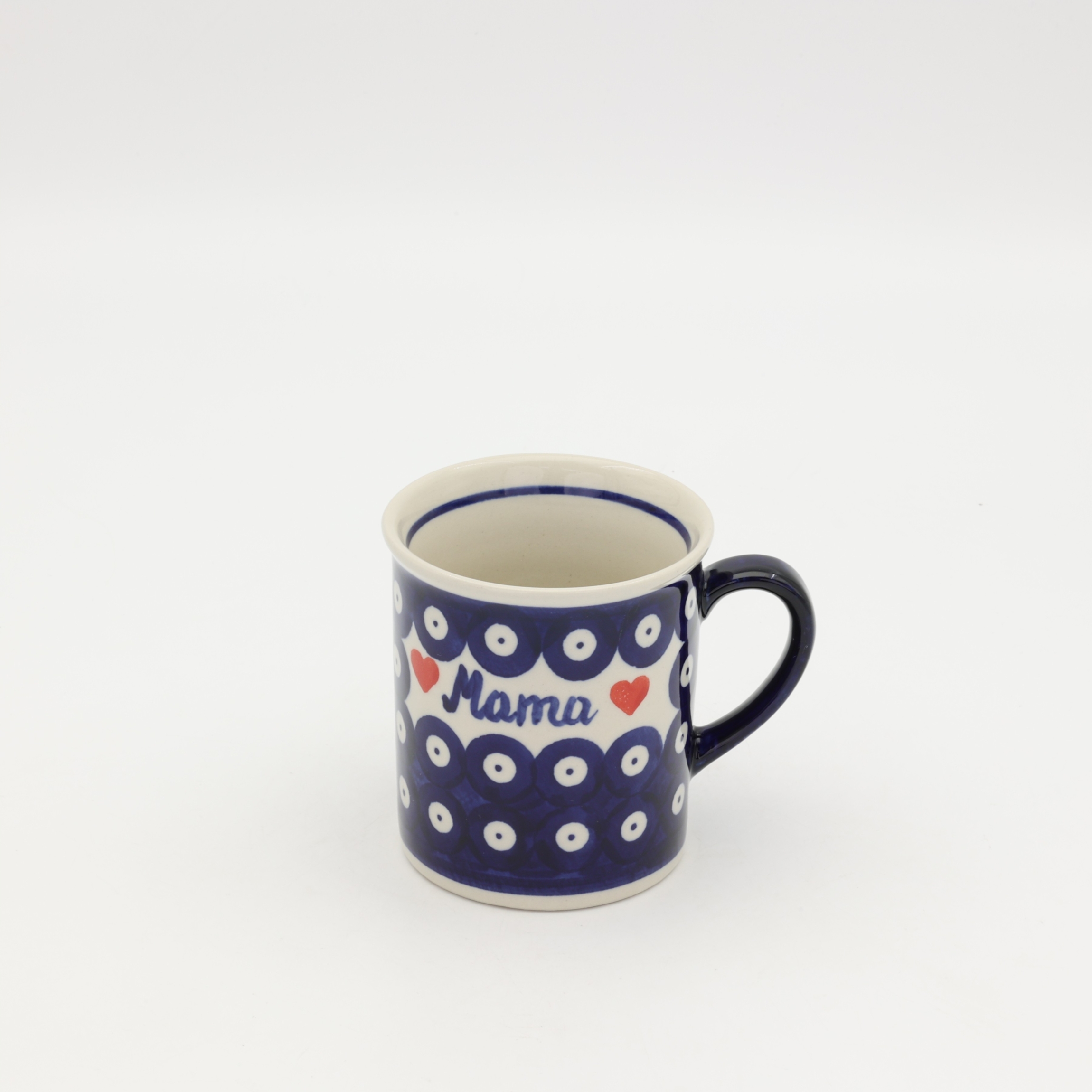 Hand-painted MARS mug with the word MAMA made from traditional Bolesławiec pottery. A perfect gift for moms for everyday use and special occasions.