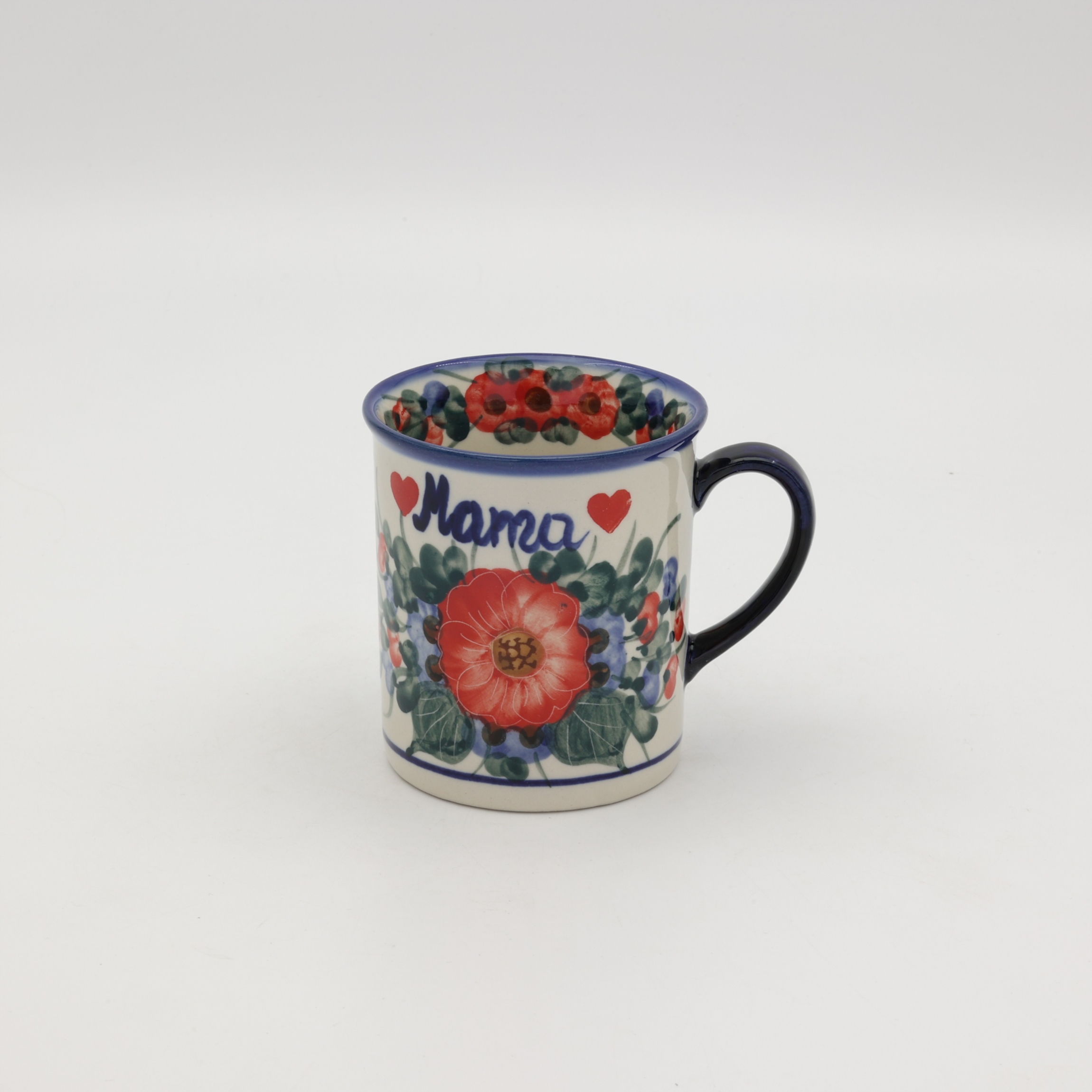 Hand-painted MARS mug with the word MAMA made from traditional Bolesławiec pottery. A perfect gift for moms for everyday use and special occasions.