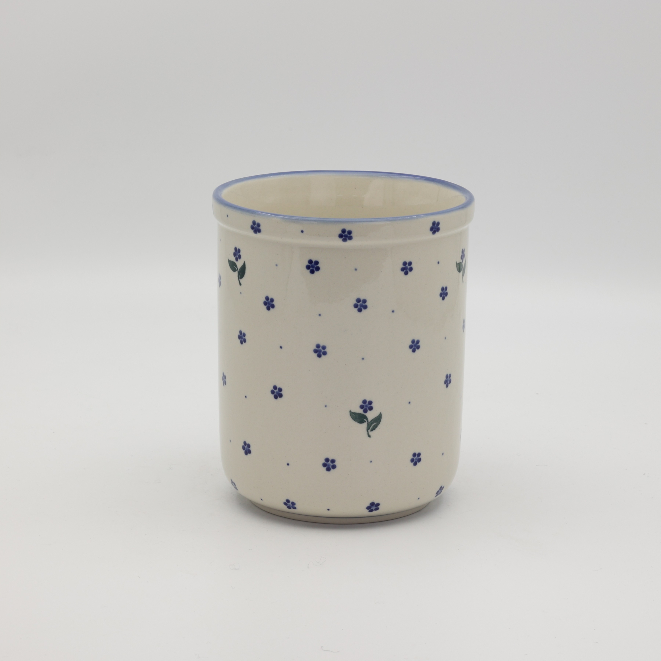Hand-painted large kitchen utensil holder made from traditional Bolesławiec pottery. Perfect for storing spoons, spatulas, and kitchen accessories.