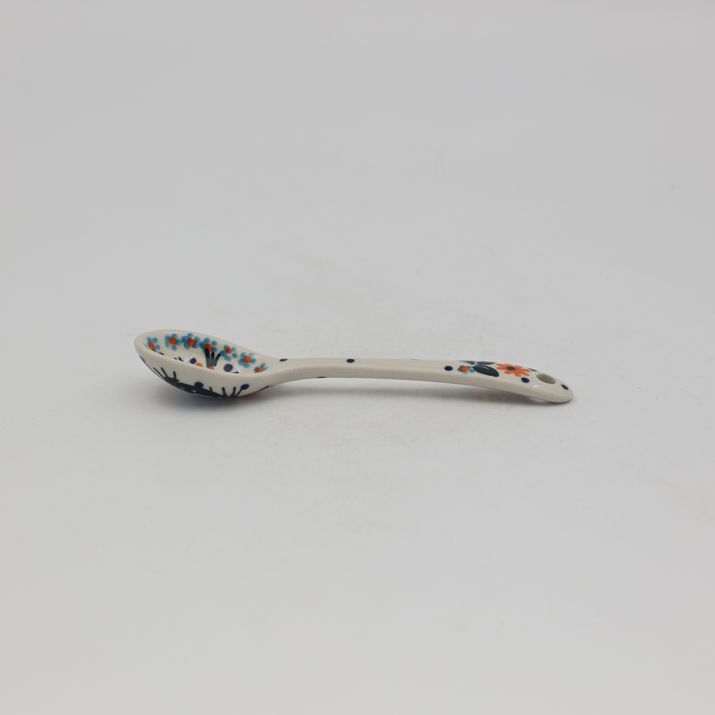 Boleslawiec Pottery dessert spoon hand-painted ceramic spoon for coffee and desserts.